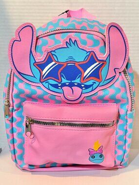 Disney Stitch Summer Mini Backpack with Pink Adjustable Straps BNWT